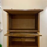 Dark wood display case 4 compartments and 1 drawer