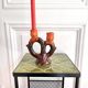 1960s ceramic two-branch candlestick chandelier
