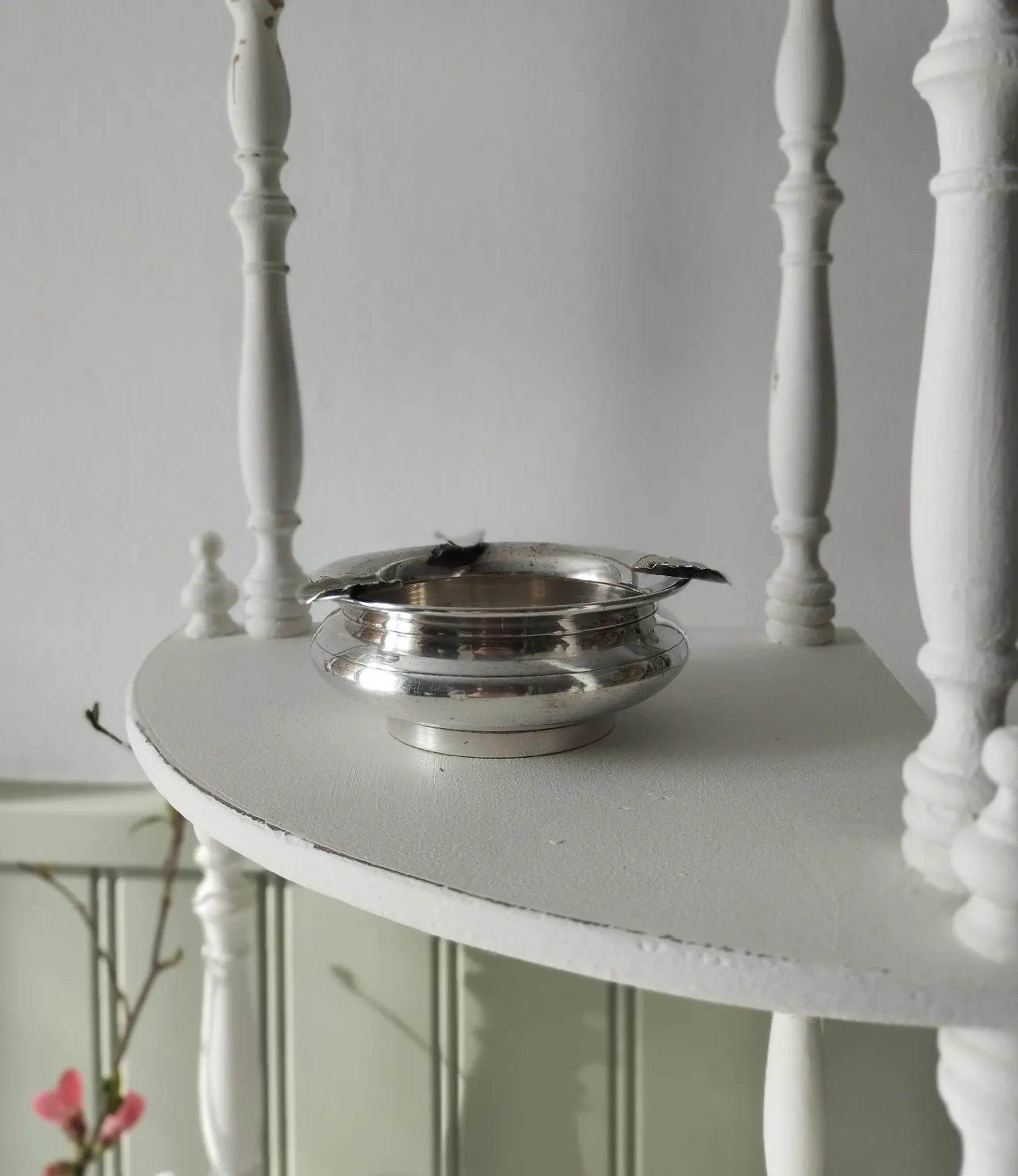 Small antique silver-plated metal ashtray English E.P.N.S.