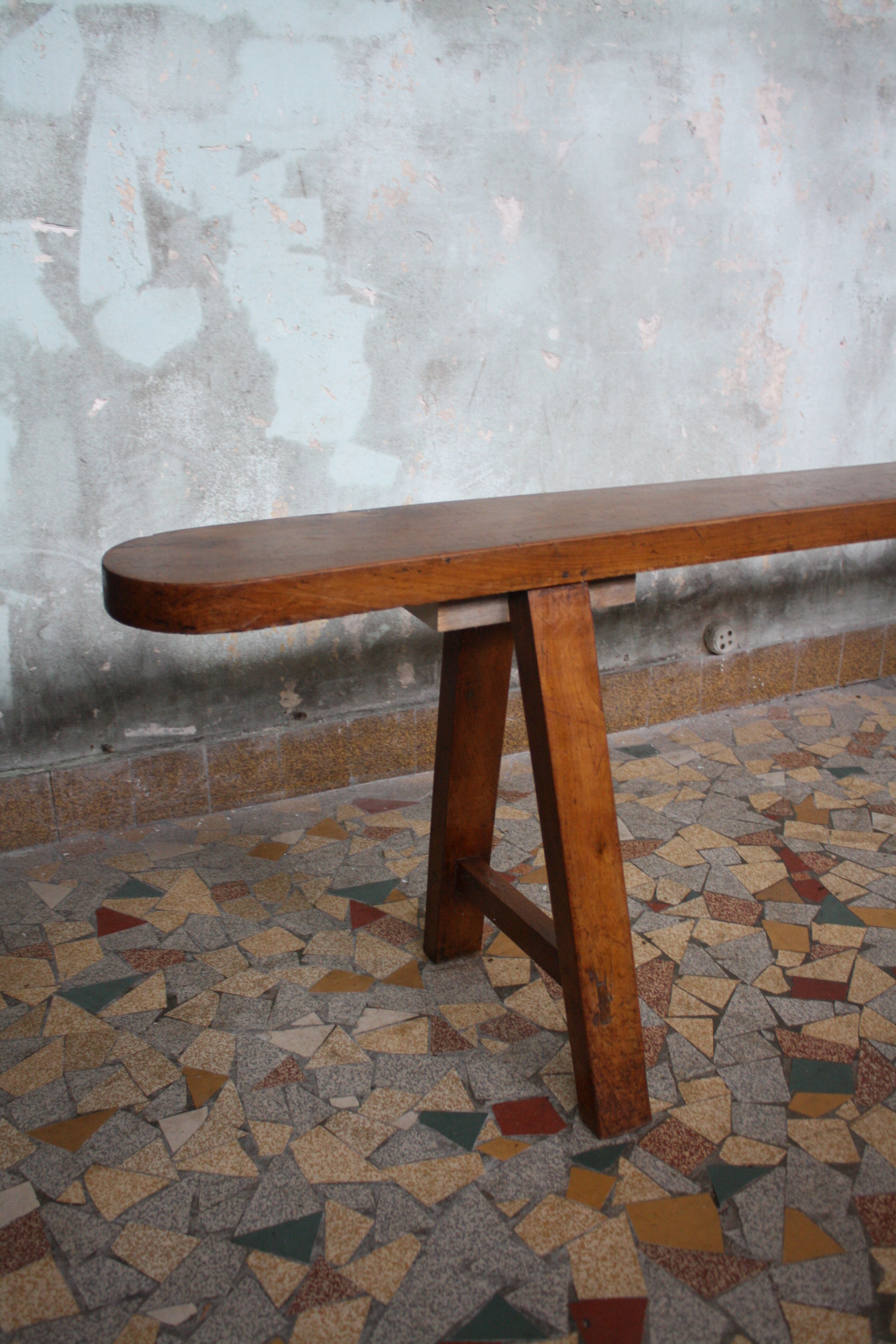 Old farm bench in cherry