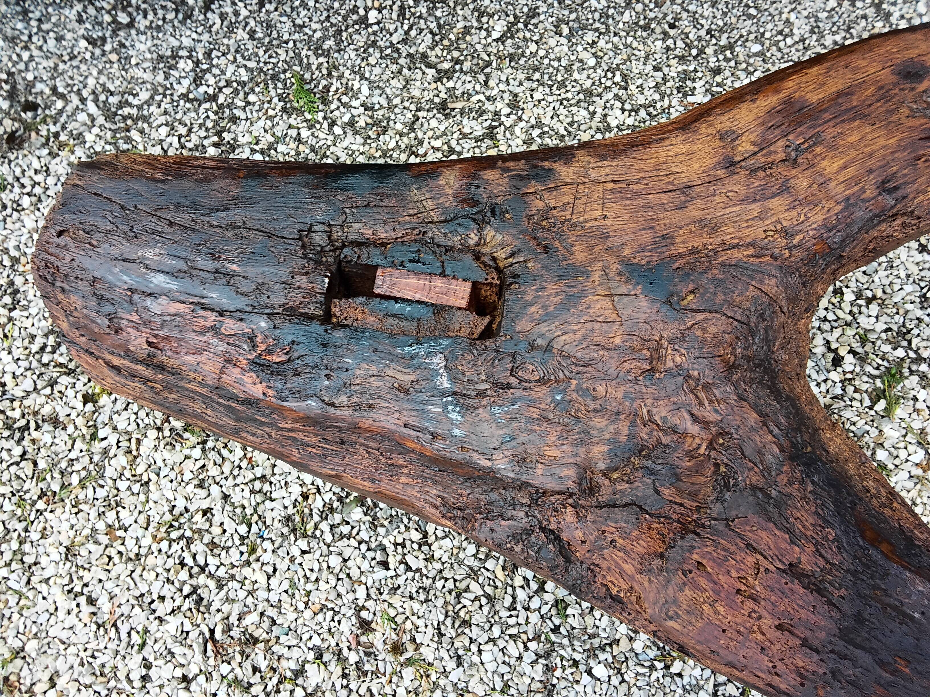 Brutalist wooden bench