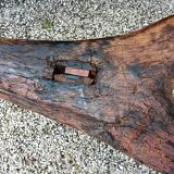 Brutalist wooden bench