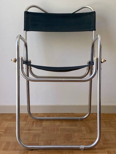 Fauteuil vintage aluminium et tissu