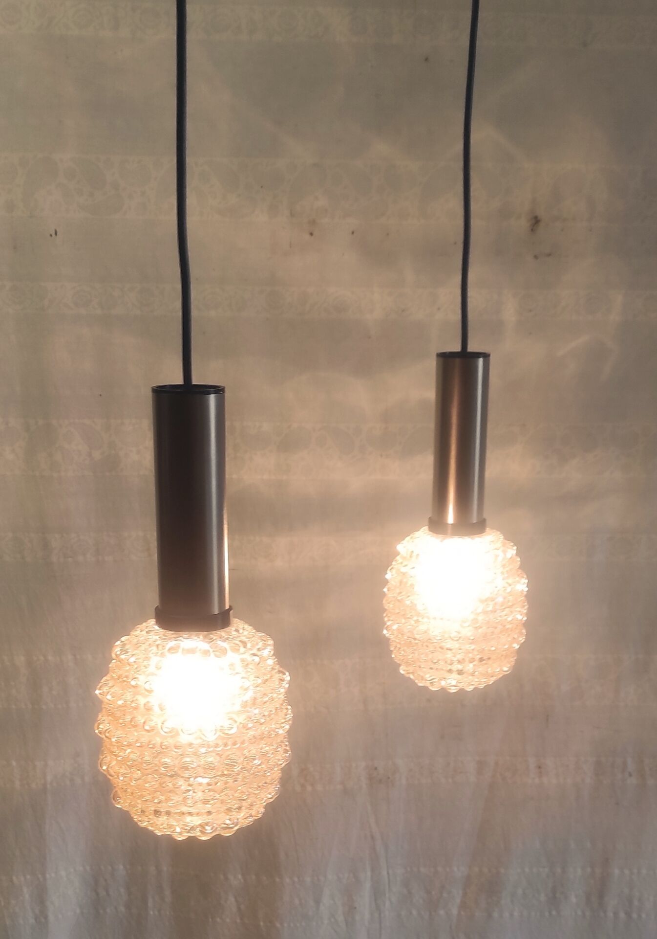 Suspensions design en verre ambré style H. Tynell - années 70