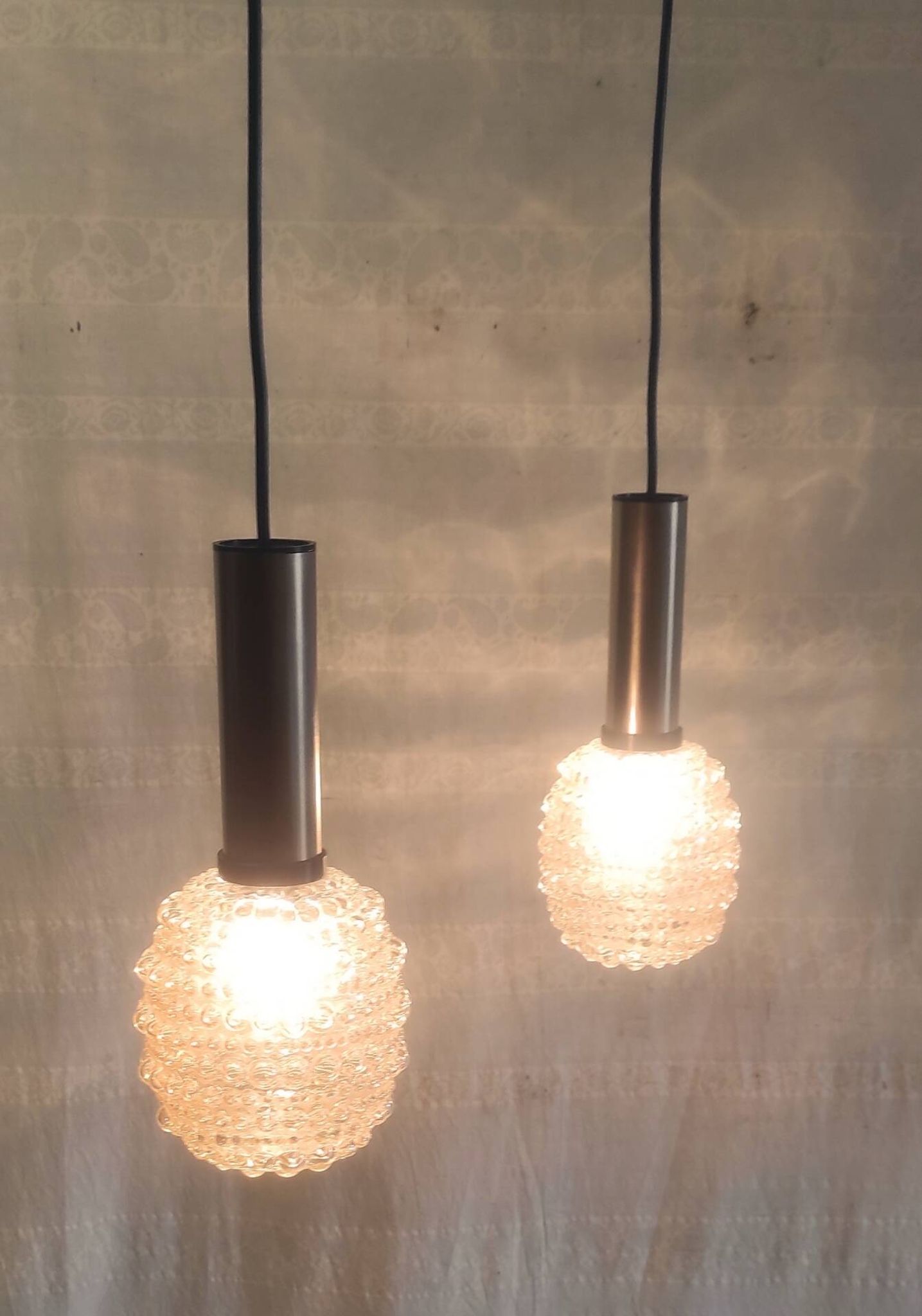 Suspensions design en verre ambré style H. Tynell - années 70