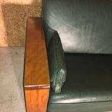 Leather sofa style art deco design Jacques Leleu
