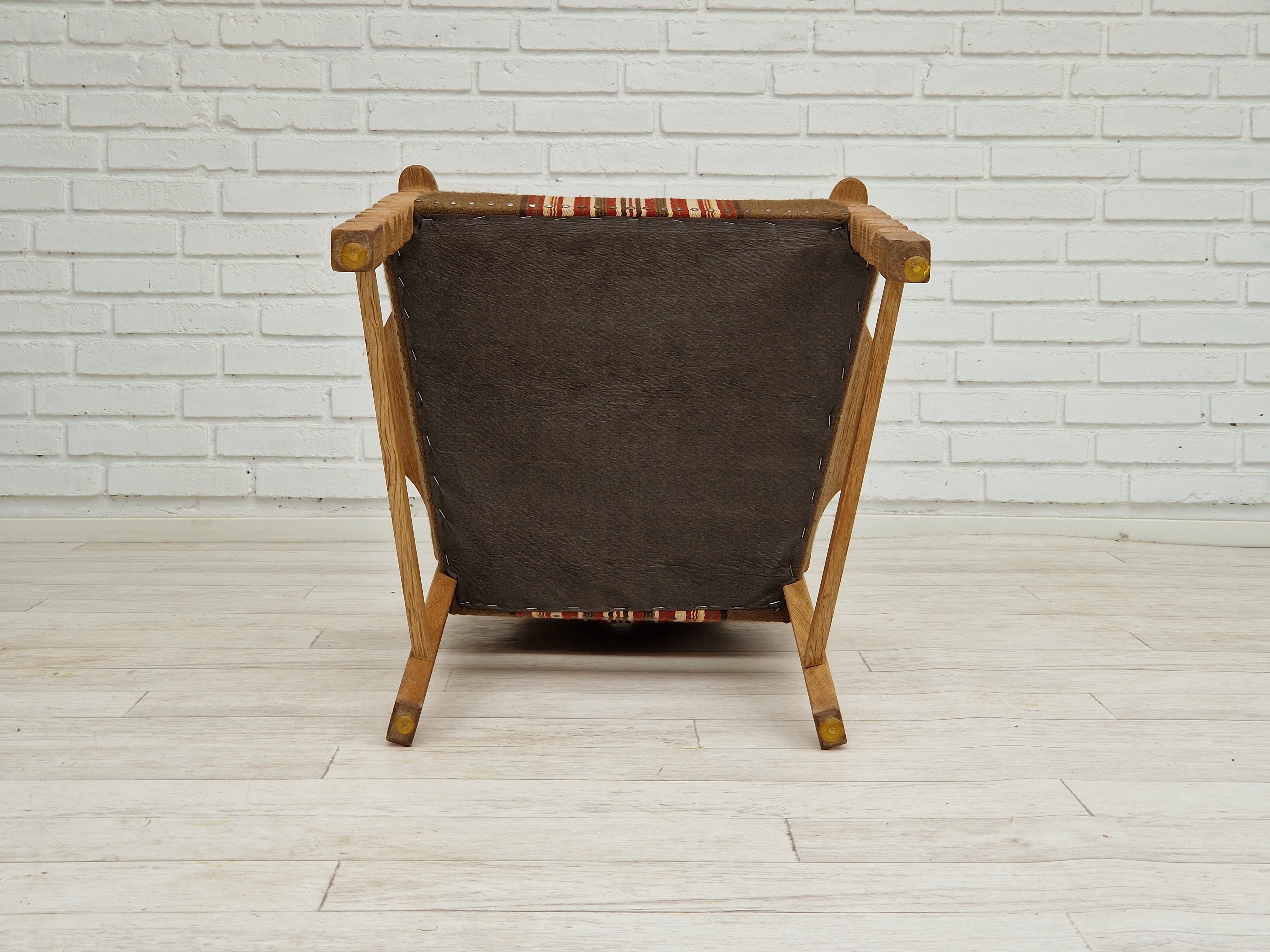 1960s, Danish design, armchair, oak wood, furniture wool.