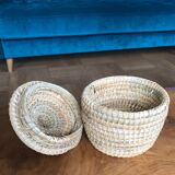 Panier rond en osier avec couvercle