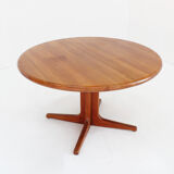Vintage Danish round extendable dining table solid teak 1960s
