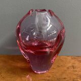 Red Glass vase "tulip" top 1960s