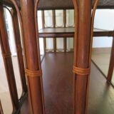 Retro-Side table-vinyl furniture-wood, rattan and bamboo-80s