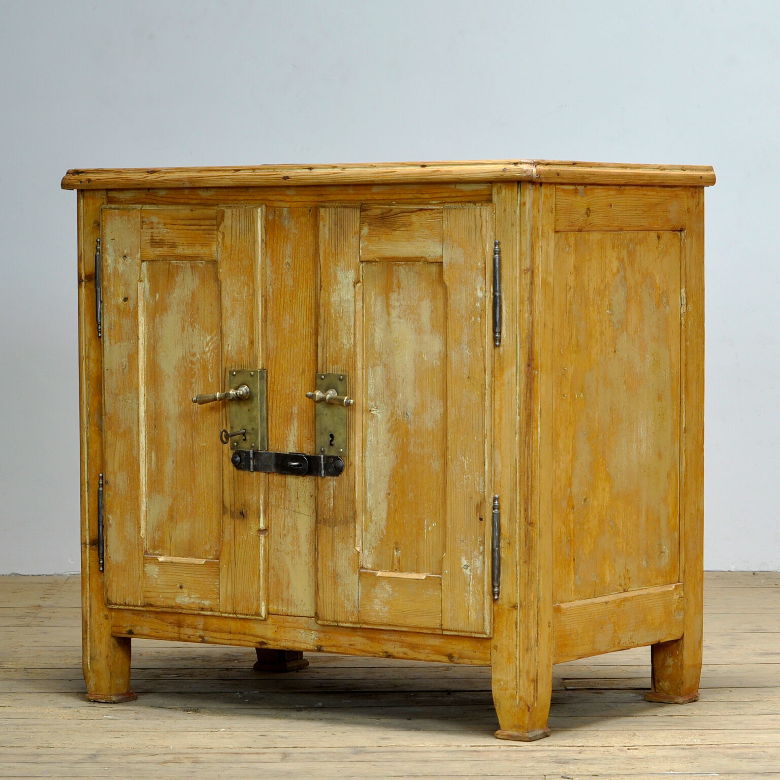 Rustic european pine ice cabinet, circa 1910