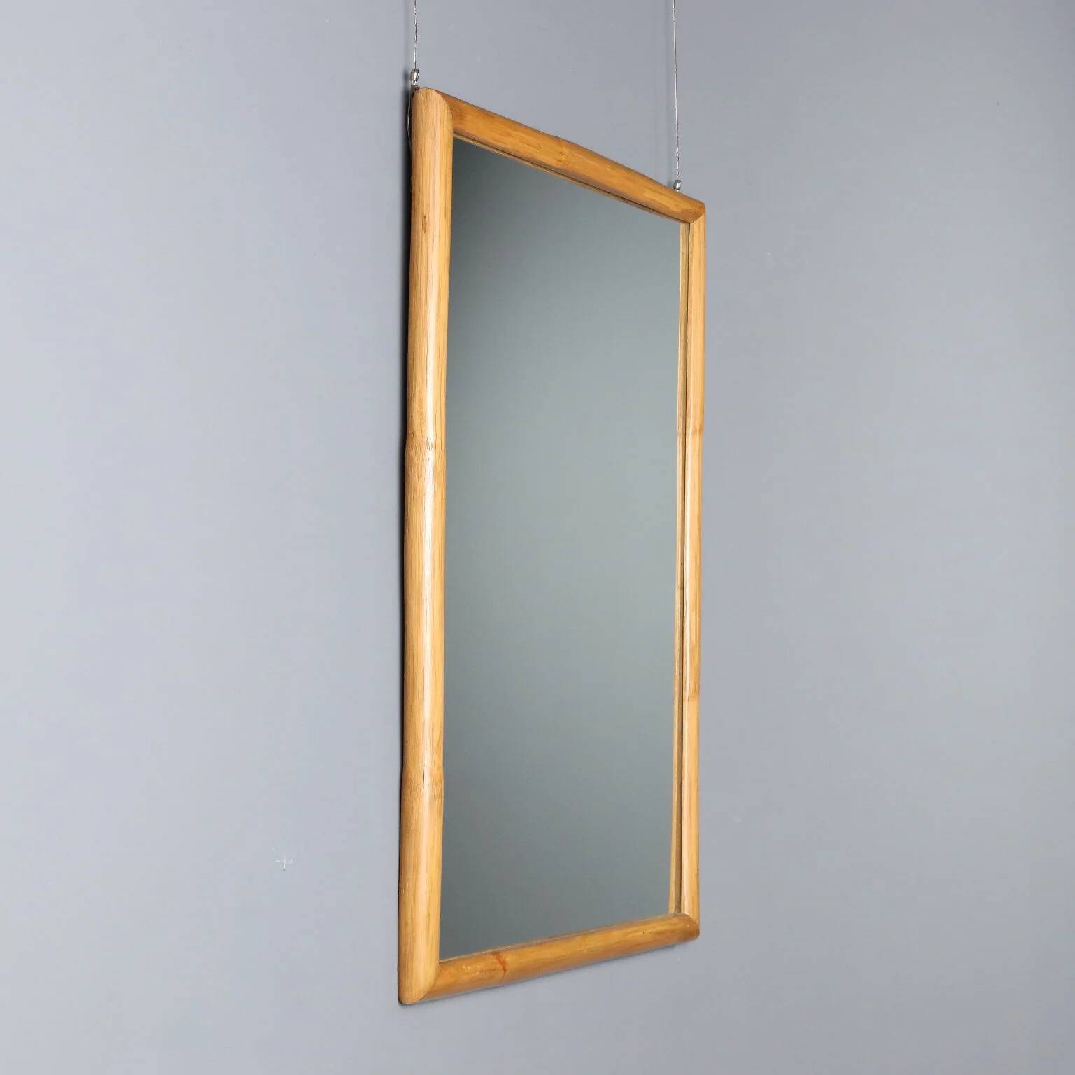Vintage mirror with bamboo frame, Italian design, 1980s.