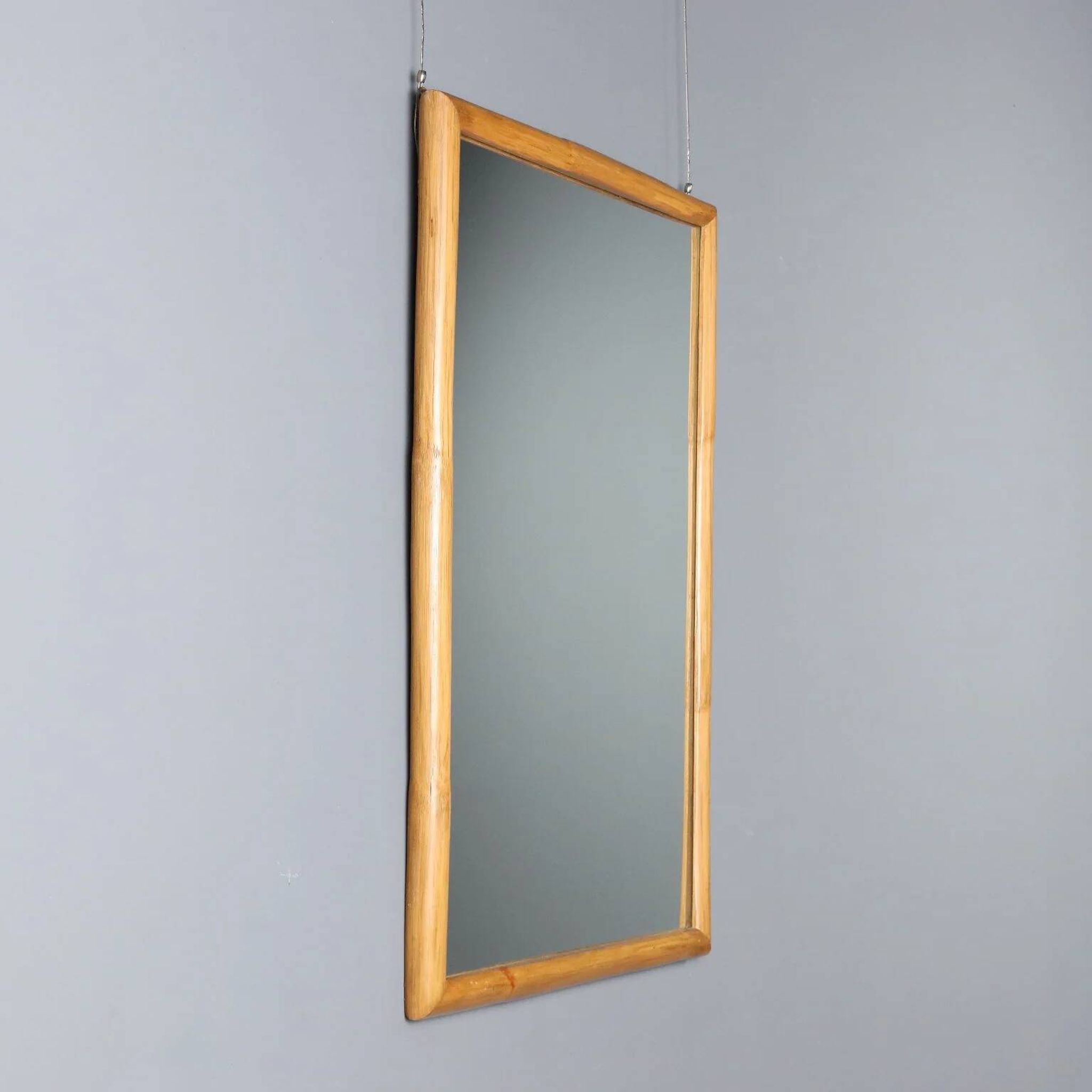 Vintage mirror with bamboo frame, Italian design, 1980s.