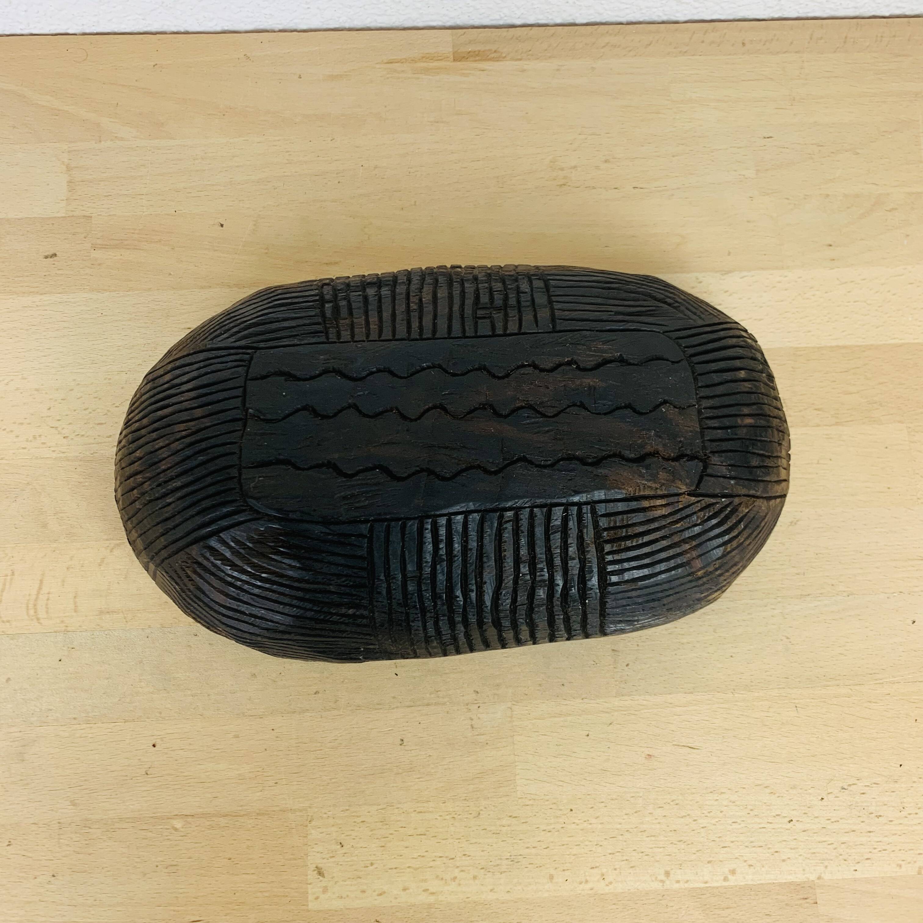 Ethnic style wooden fruit bowl