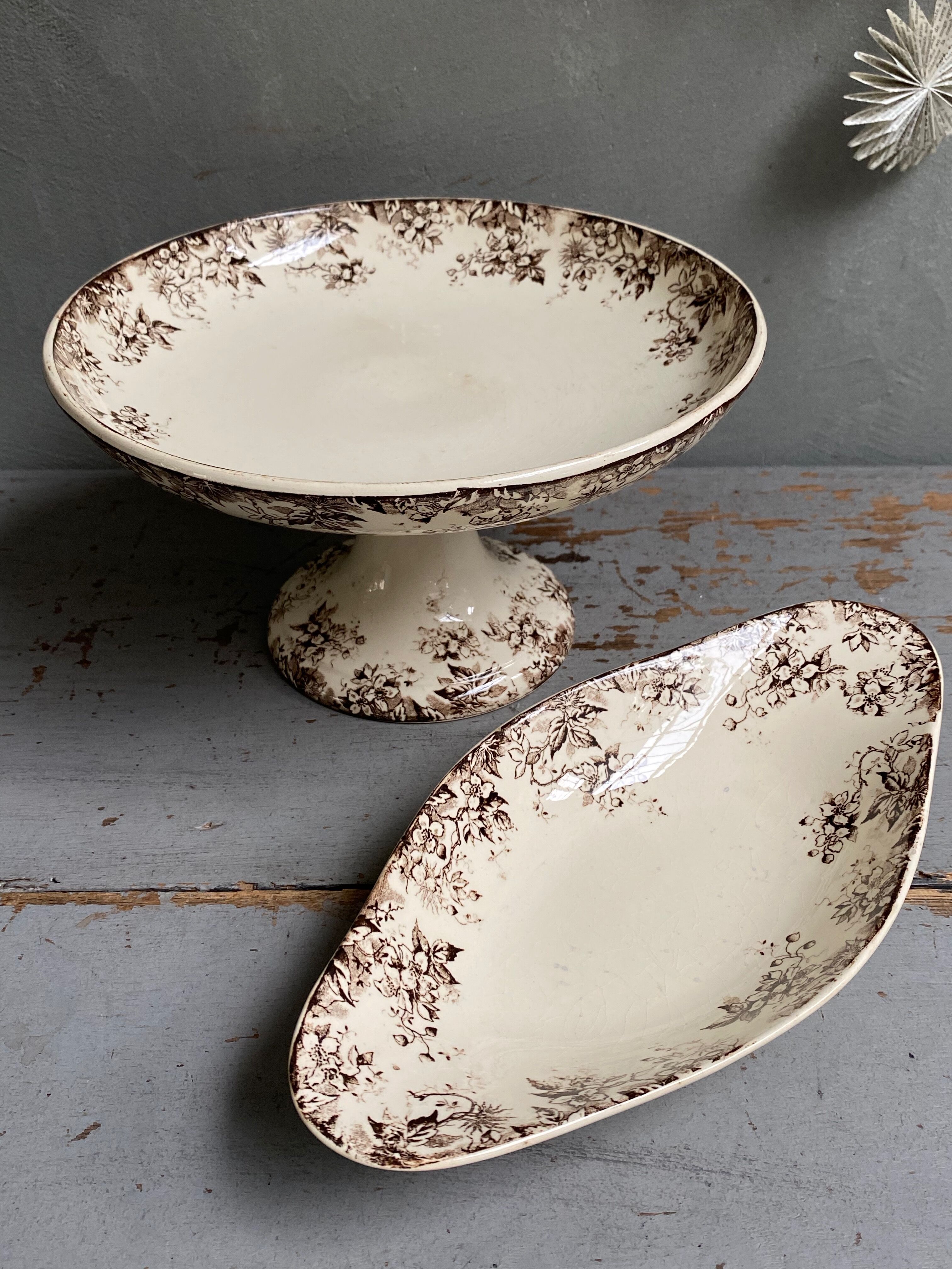 Compotier and ravier earthenware of Sarreguemines