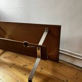 Vintage ceramic coffee table (atomic pattern) with a chrome base.