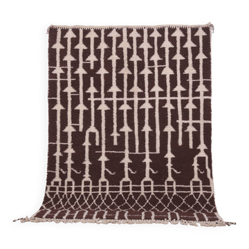 Tapis Beni Ourain marron 183 x 246 cm, tapis en laine berbère fait main, style vintage