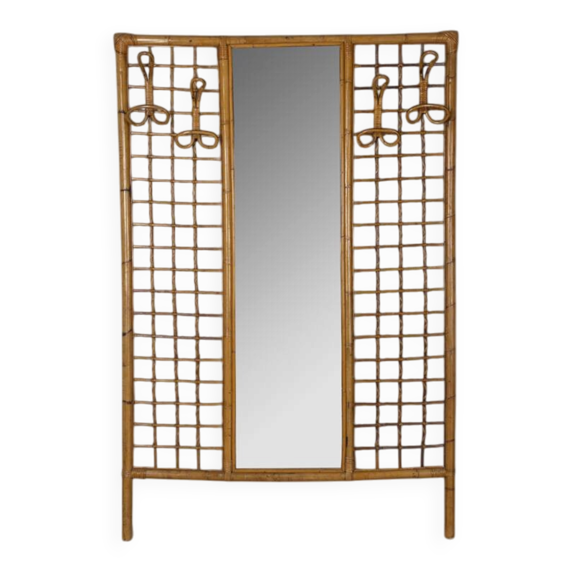 Vintage 1960s bamboo wall coat rack, Italian design