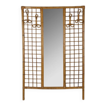 Vintage 1960s bamboo wall coat rack, Italian design
