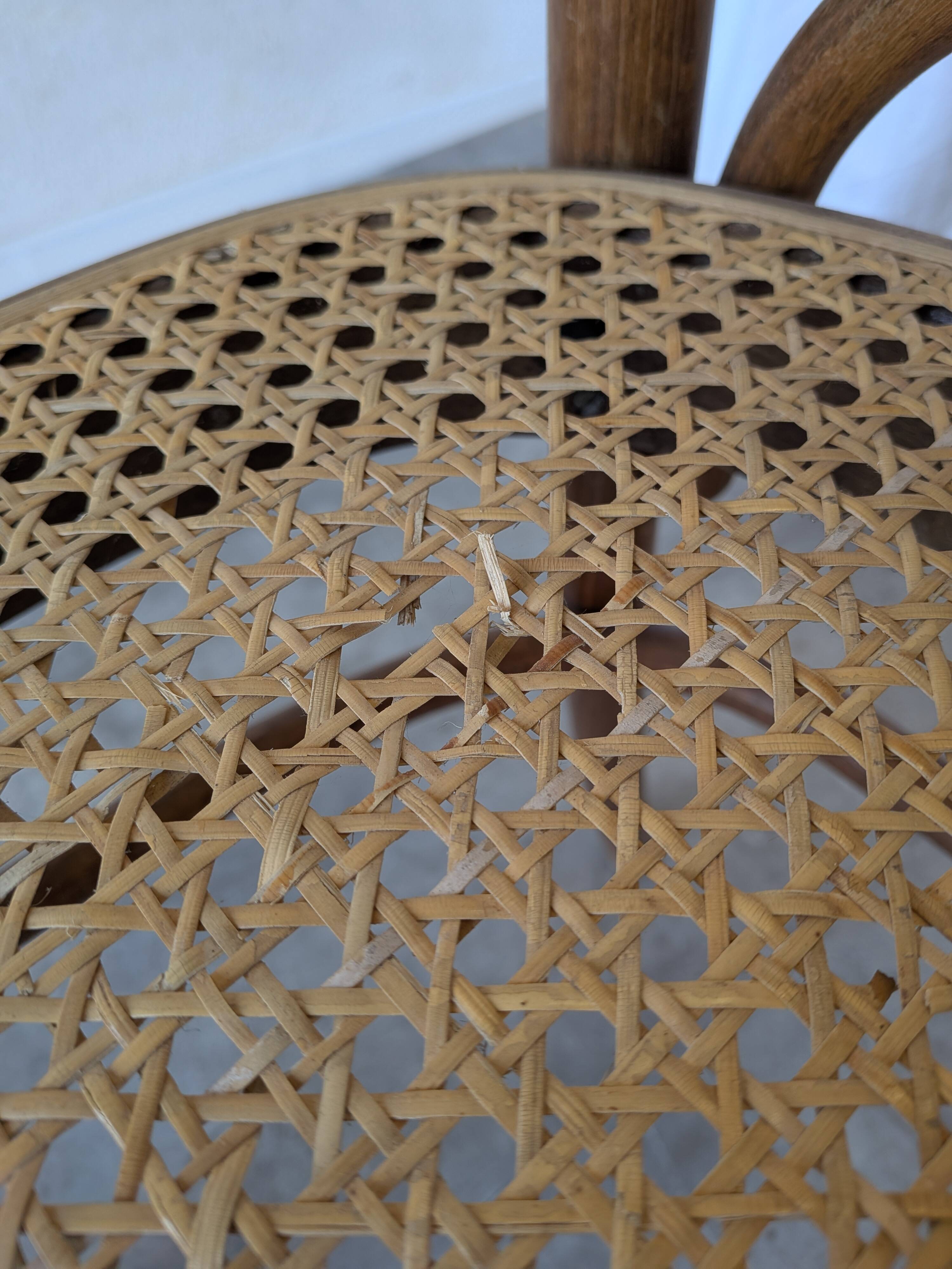 Vintage High Back Bentwood Cane Dining Chair / Thonet Style / Torn Seat