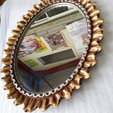 Oval mirror sun wood 1970 size 74x58cm