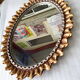 Oval mirror sun wood 1970 size 74x58cm