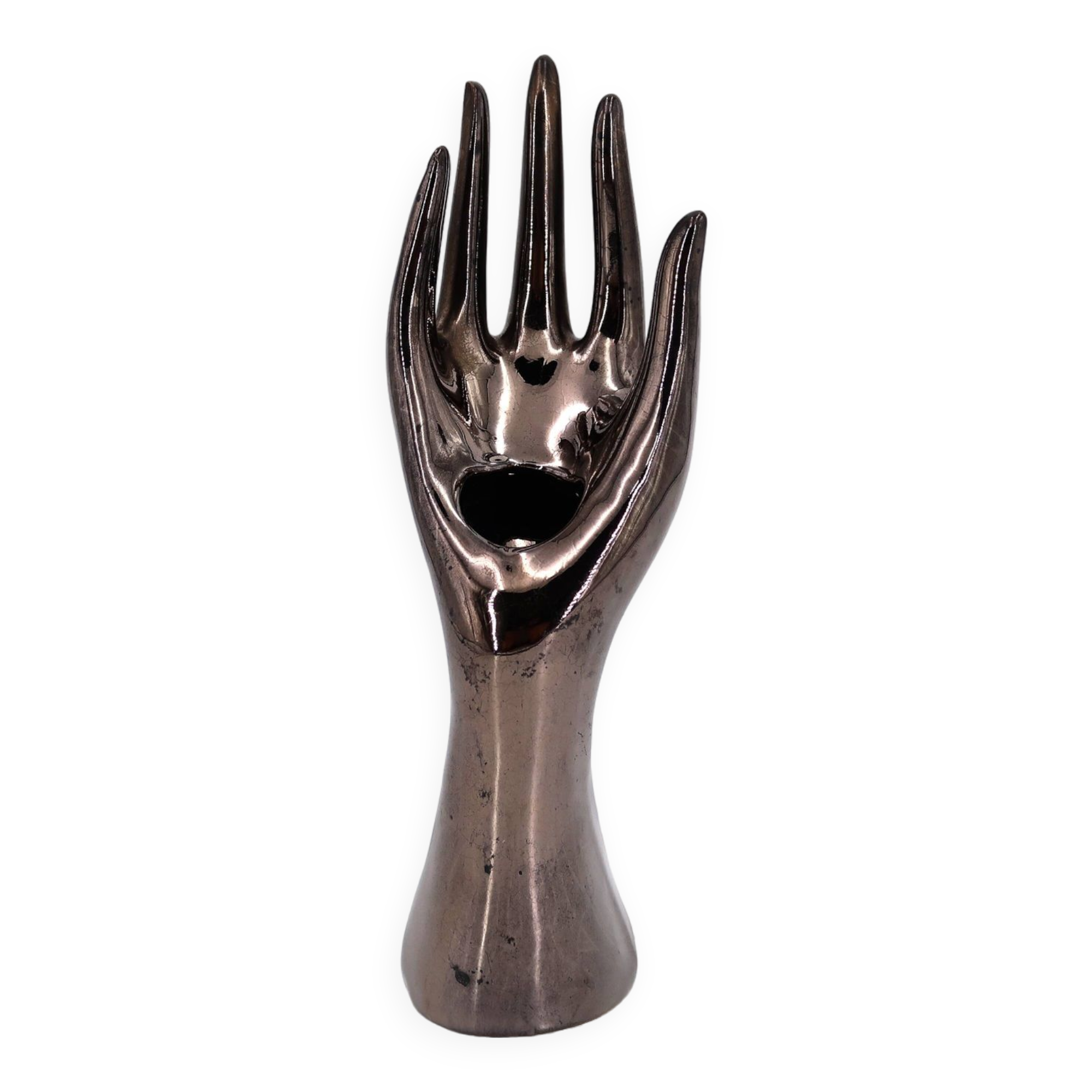 Hand ring sizer Bag Flowers in bronze ceramic, 70s