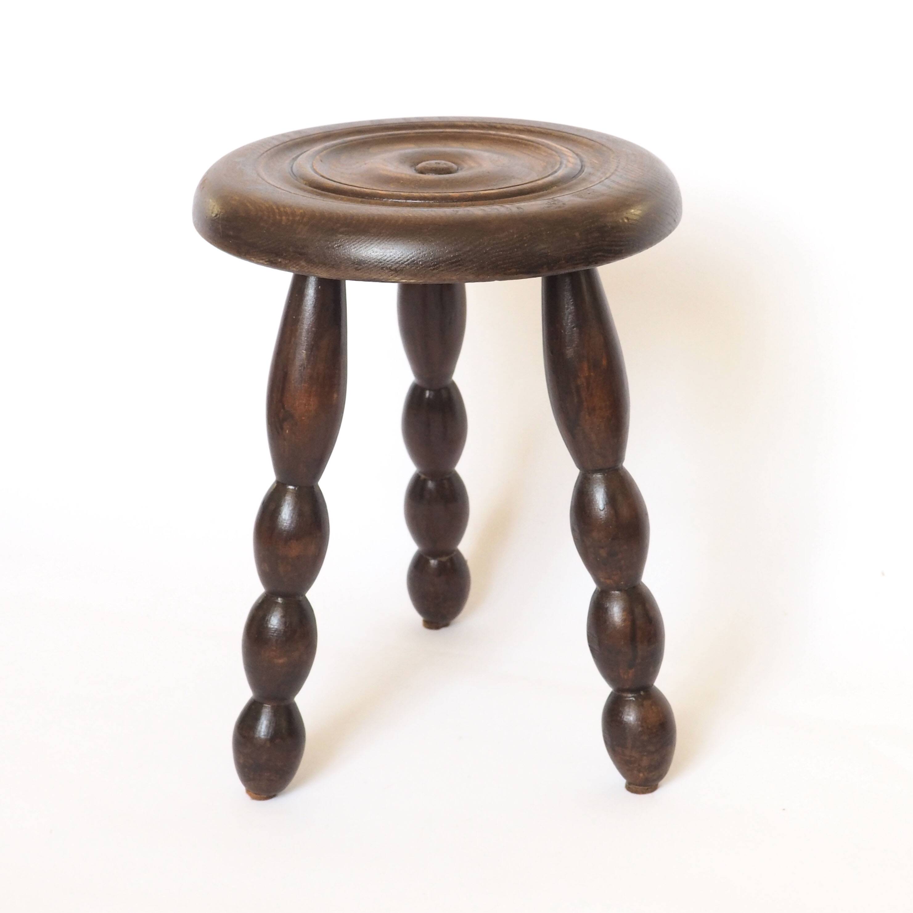Beaded wooden tripod stool