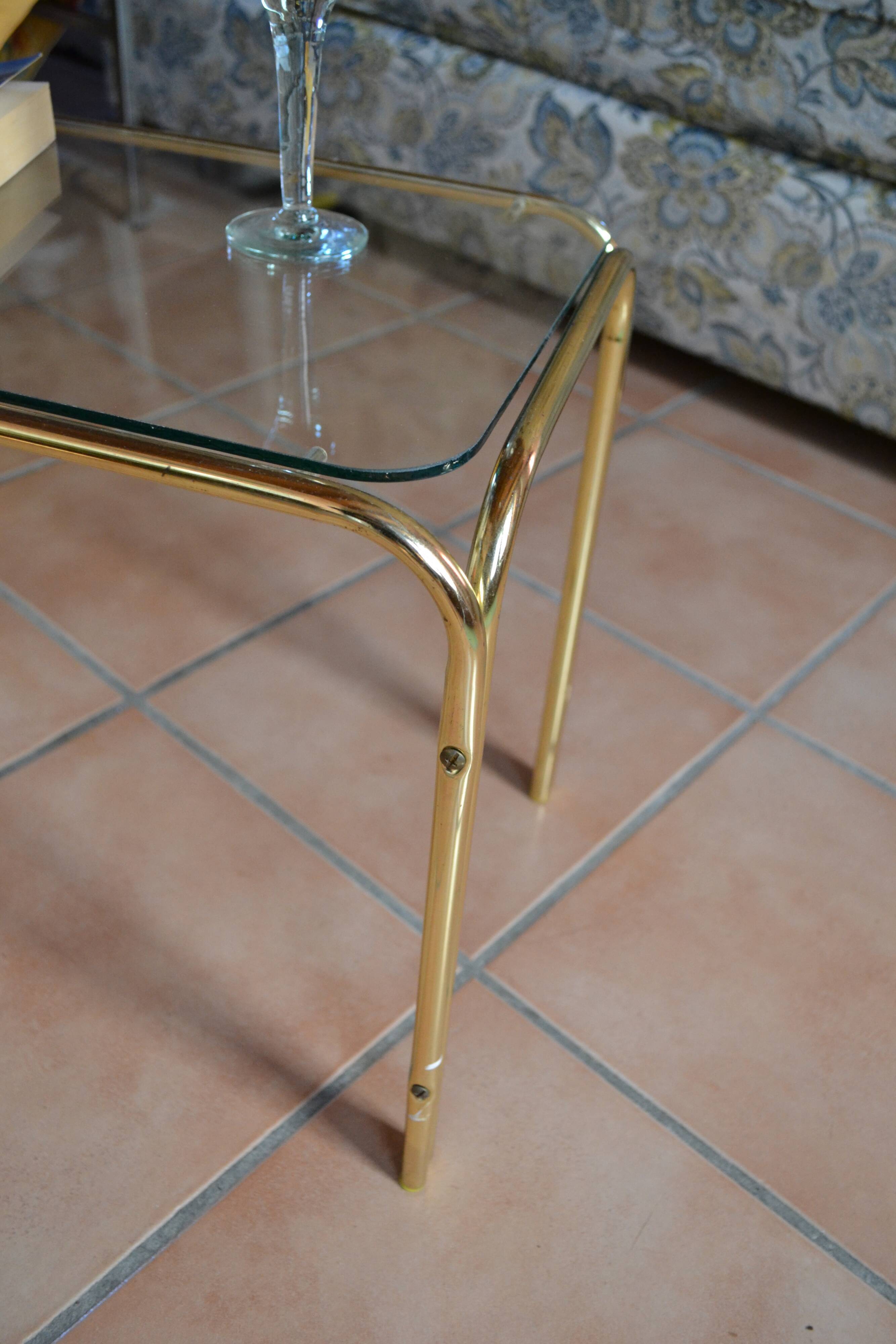 Glass side coffee table 70s