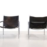 Set of black leather SZ02 armchairs by Martin Visser for t Spectrum