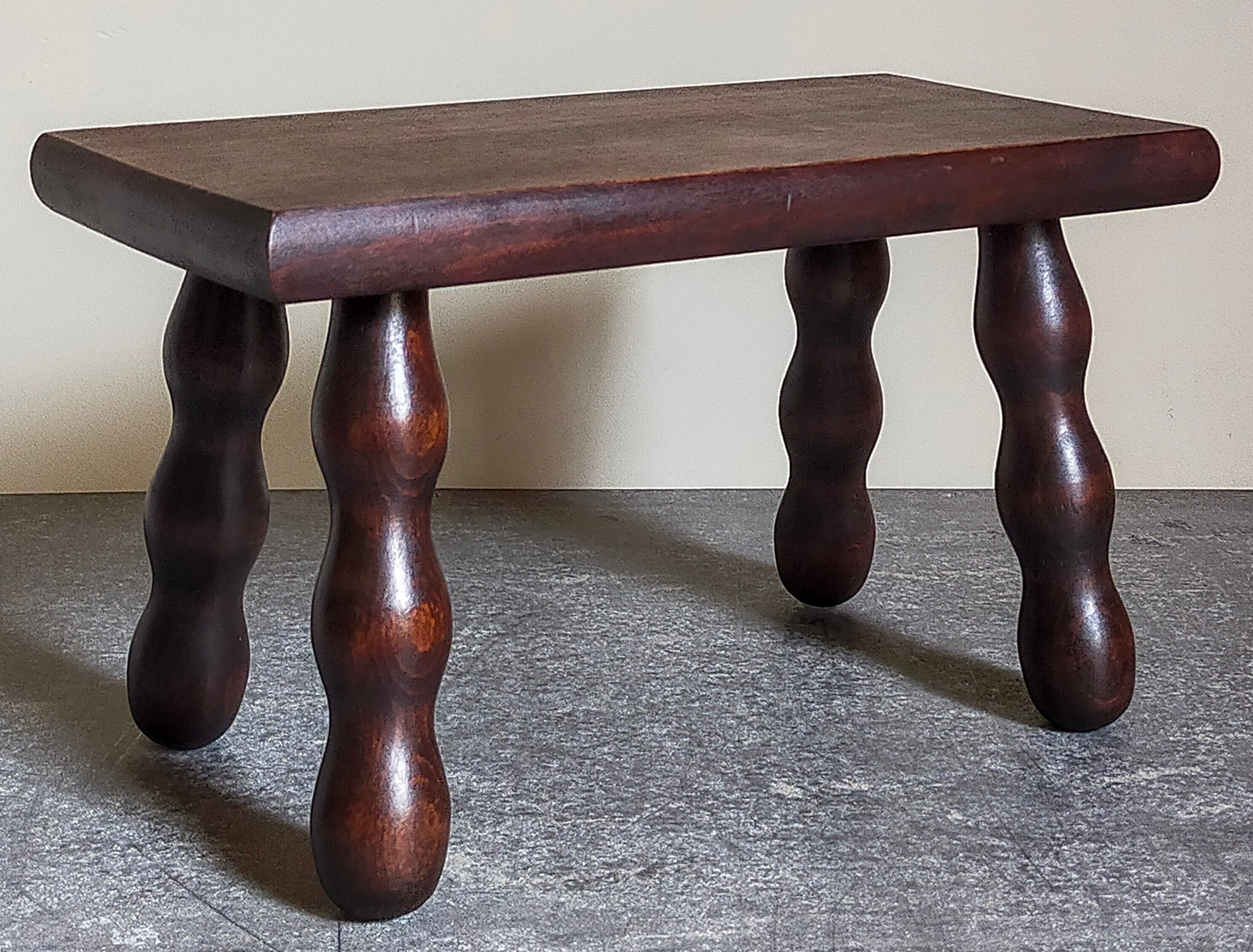 Wooden footrest stool turned solid vintage