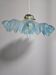 Suspension lampshade with scalloped edges in blue and its interior decoration.