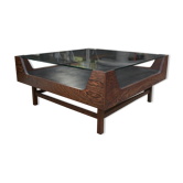 Table basse en palissandre et verre 1970