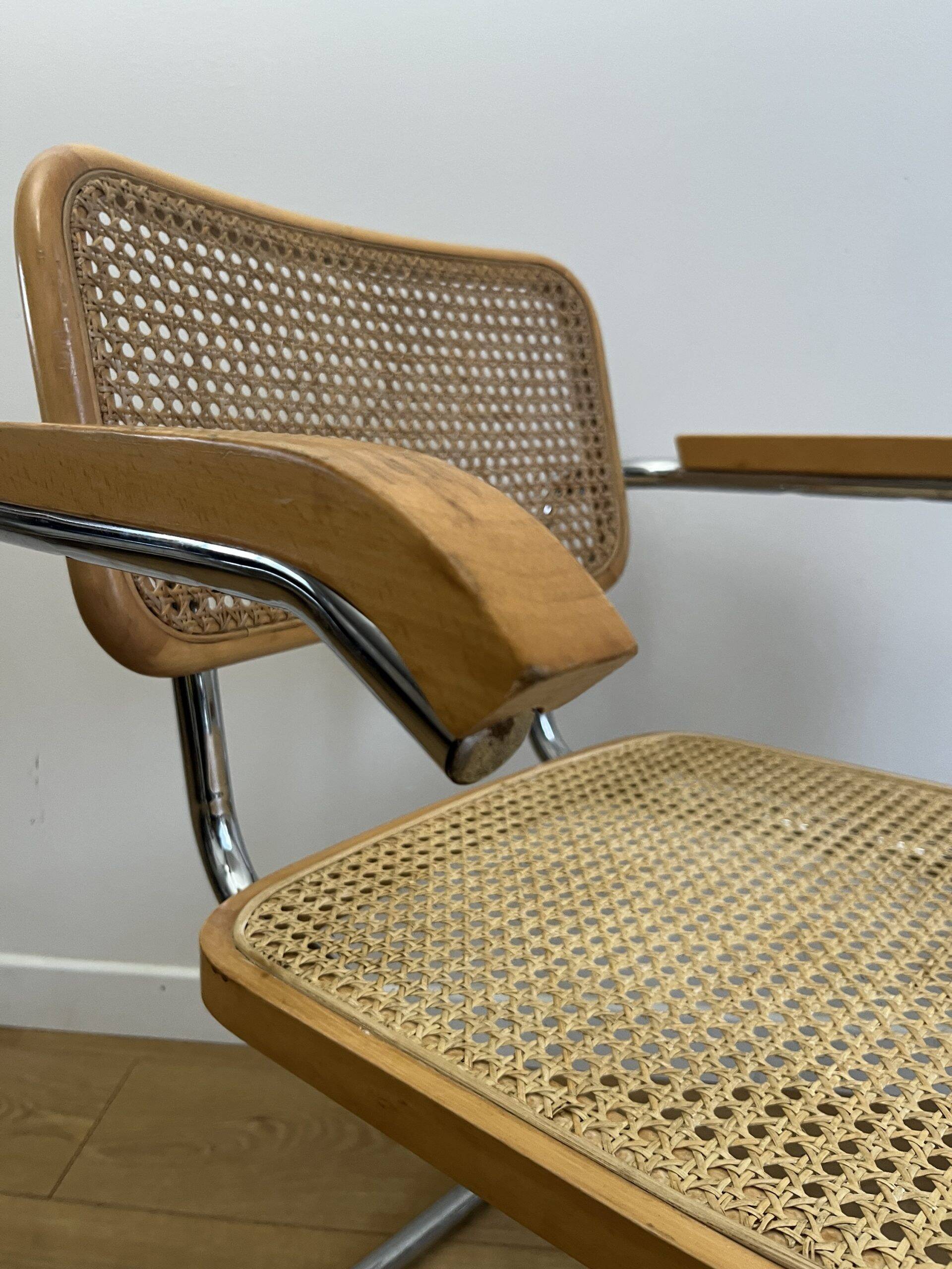 CESCA B64 armchair in canework after Marcel Breuer