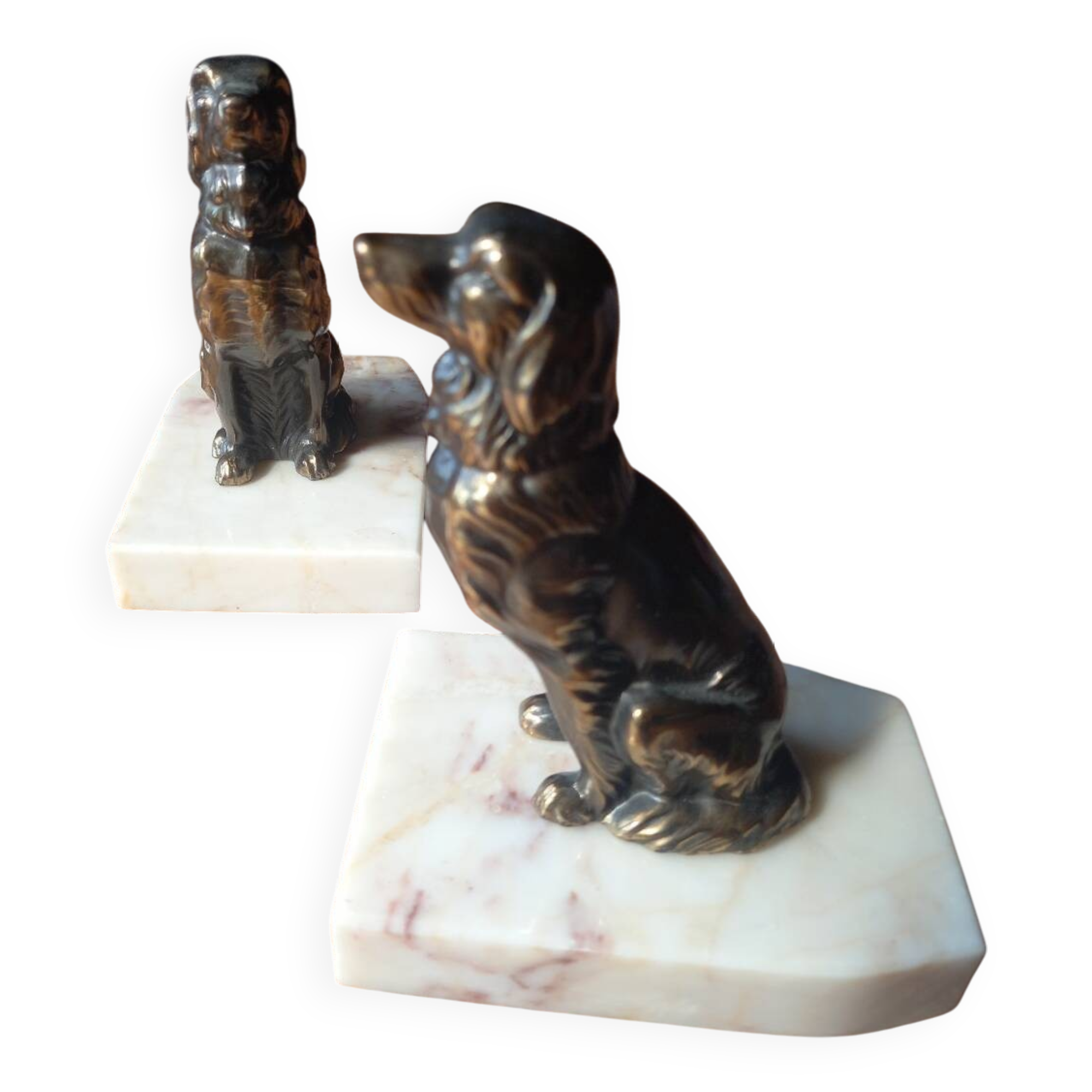 Metal and stone bookends