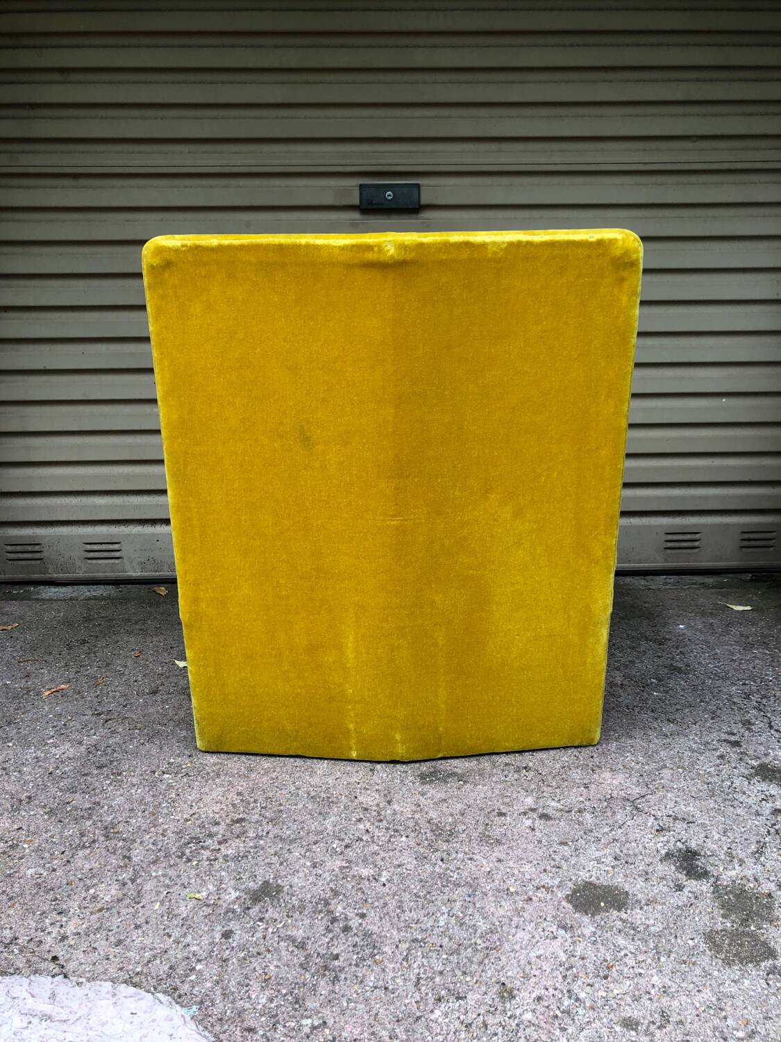 Vintage 80s yellow velvet armchair