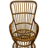 Ensemble de deux fauteuils en rotin du milieu du siècle par Bonacina 1950 Design