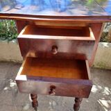 Foldable side table for washing or applying makeup in varnished solid wood 1920