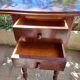 Foldable side table for washing or applying makeup in varnished solid wood 1920