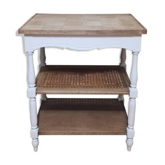 Console en chêne et cannage