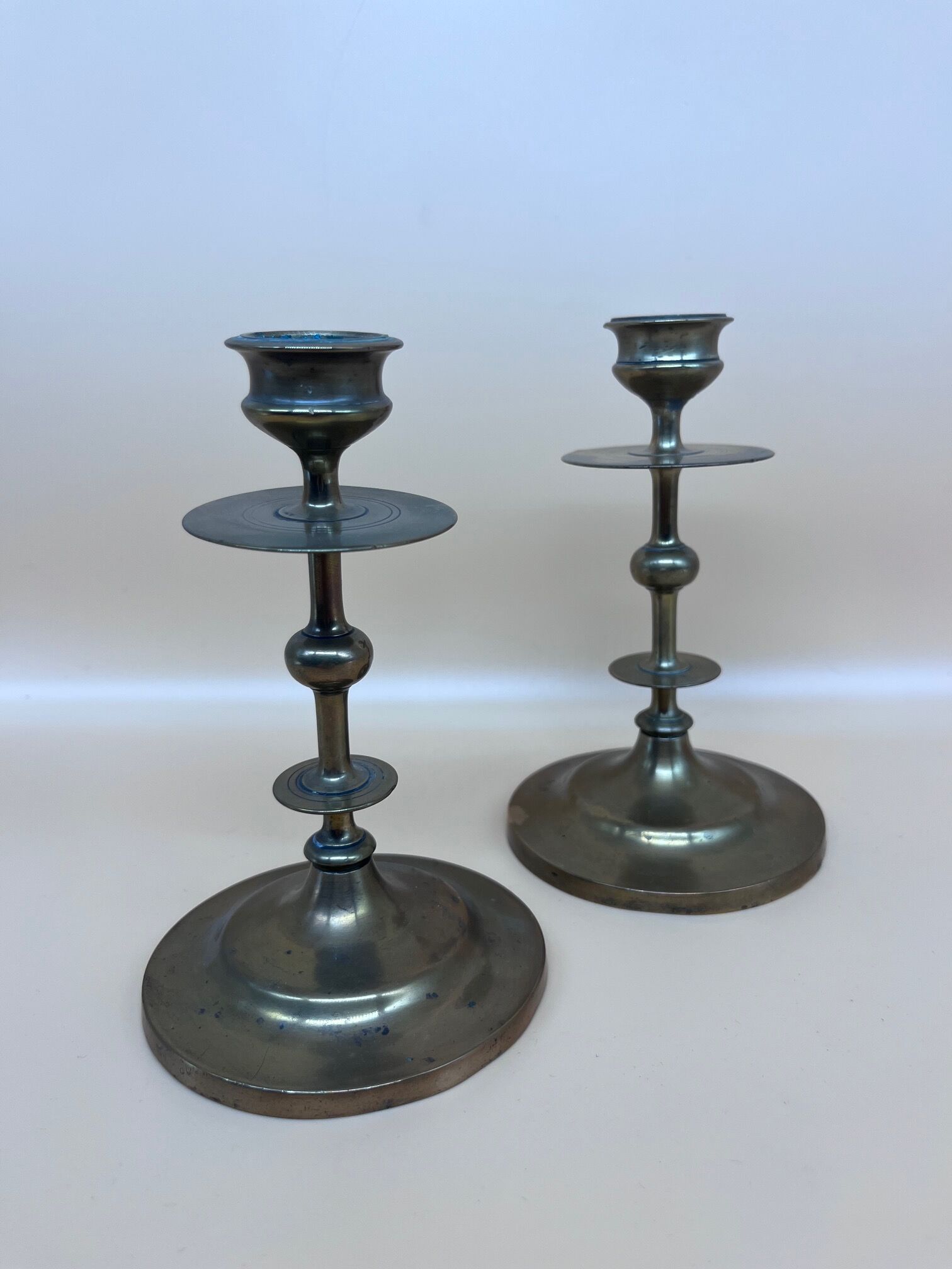 Pair of brass candle holders