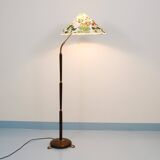 Lampadaire réglable en noyer et laiton des années 1940, Rupert Nikoll Vienne, Autriche, années 1950