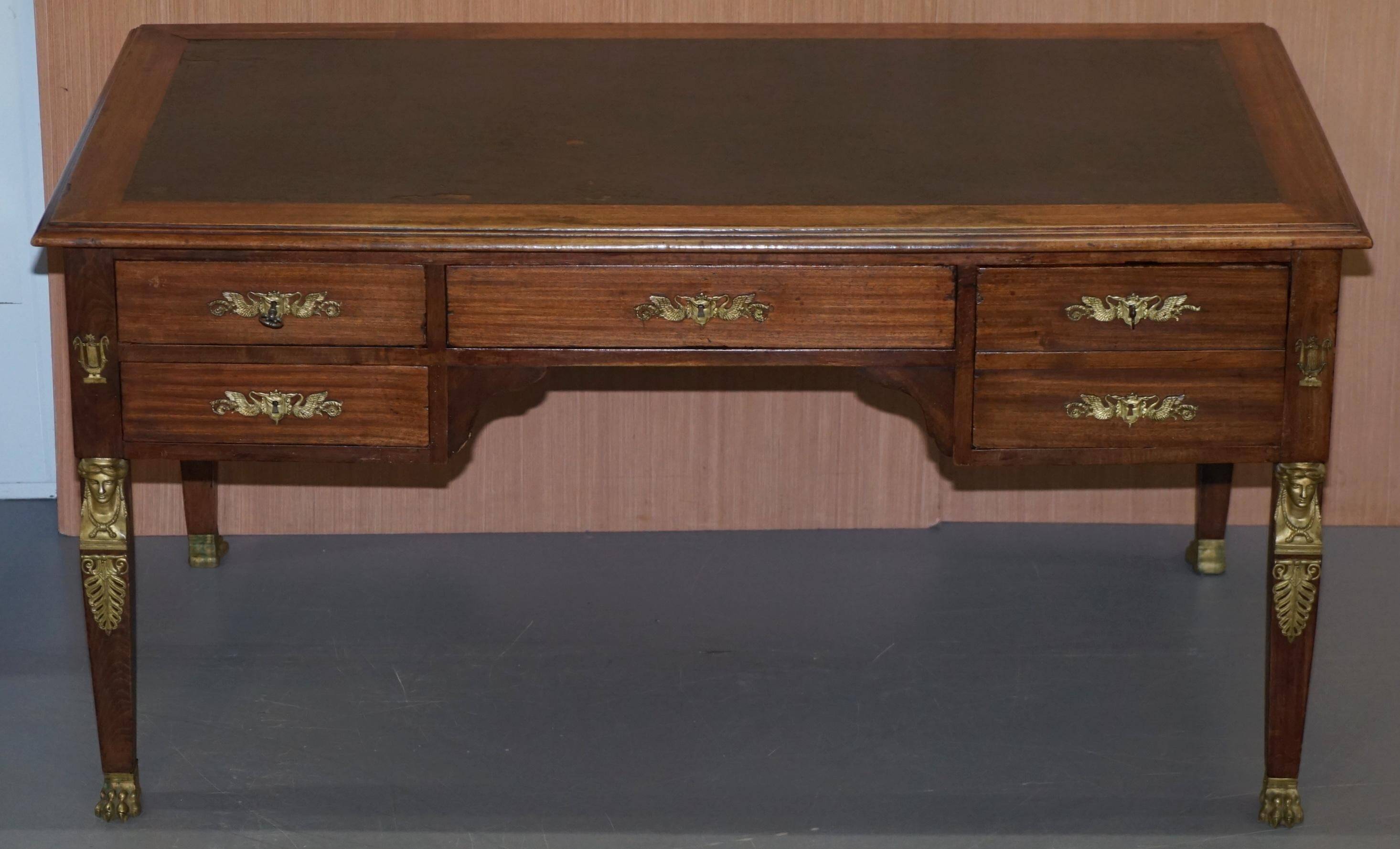 Rare Napoléon III French Empire Gilded Bronze Bureau