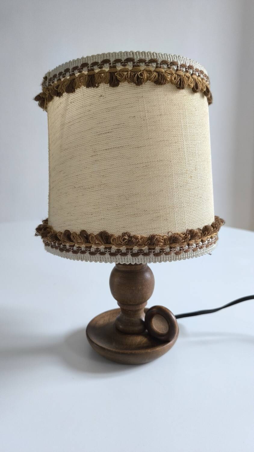 1950s turned wood table lamp