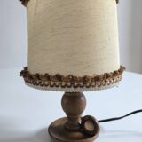 1950s turned wood table lamp