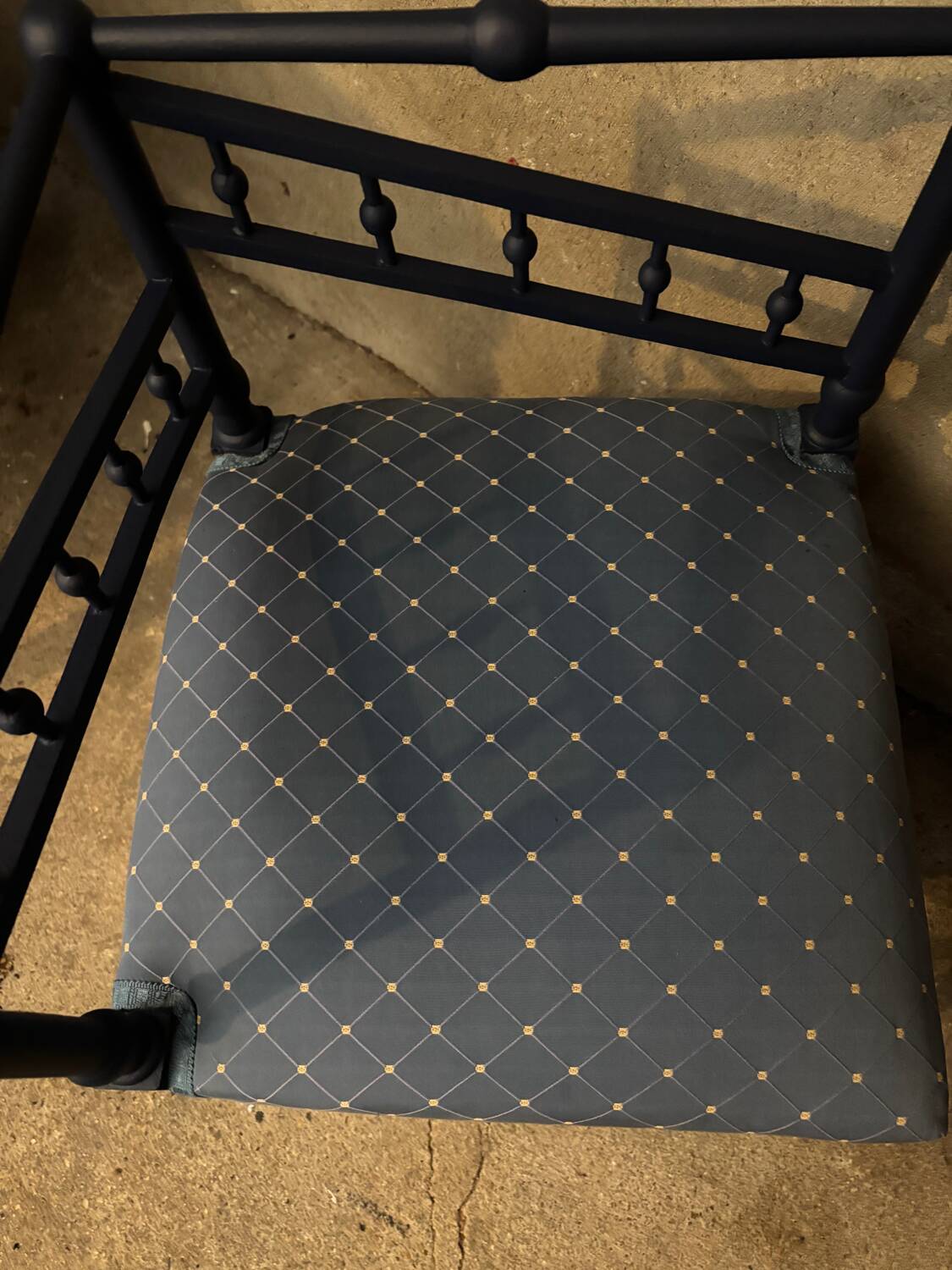 Antique corner armchair, midnight blue