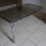 Coffee table chrome and smoked glass