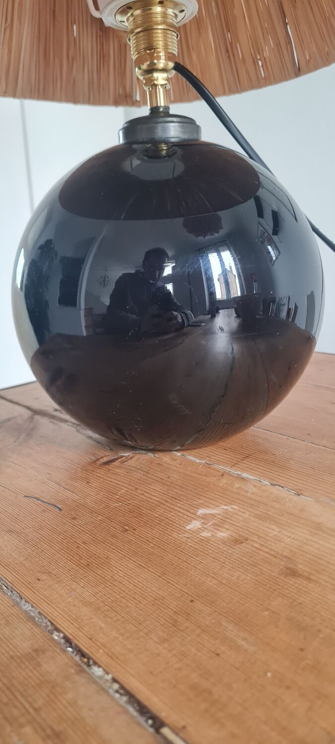 Black glass ball lamp art deco 1930