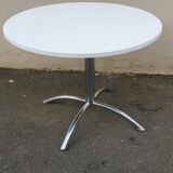 beautiful round designer table from the 1970s/80s with chrome base